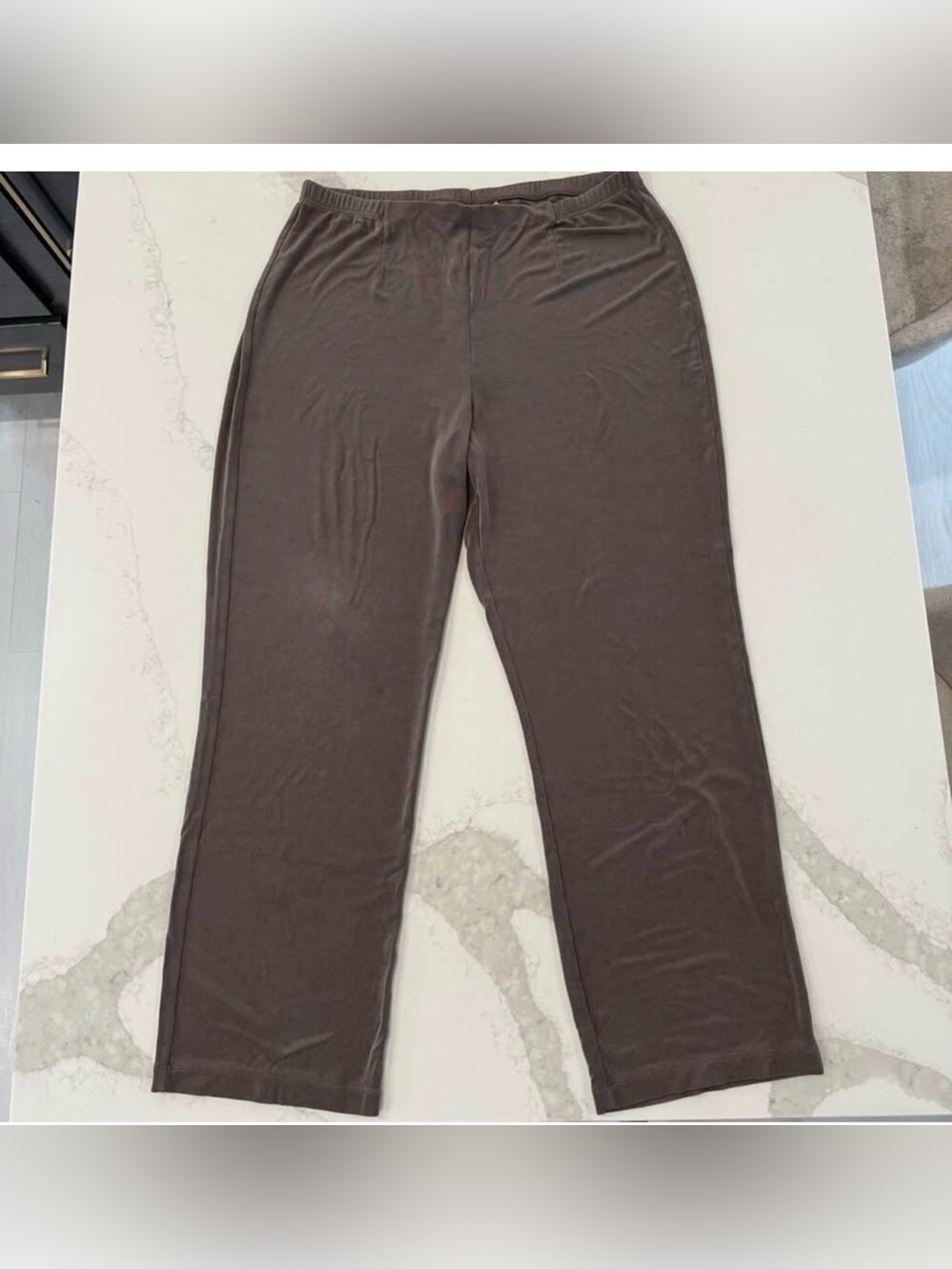 Chicos Traveler Pants Slinky Womens 3 Regular XL Taupe Wide Leg Stretchy Pull On